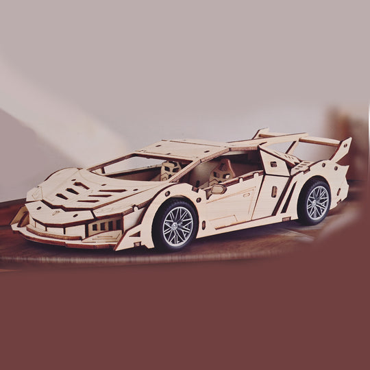 3D Wooden Pull-Back Race Car Kit For Kids