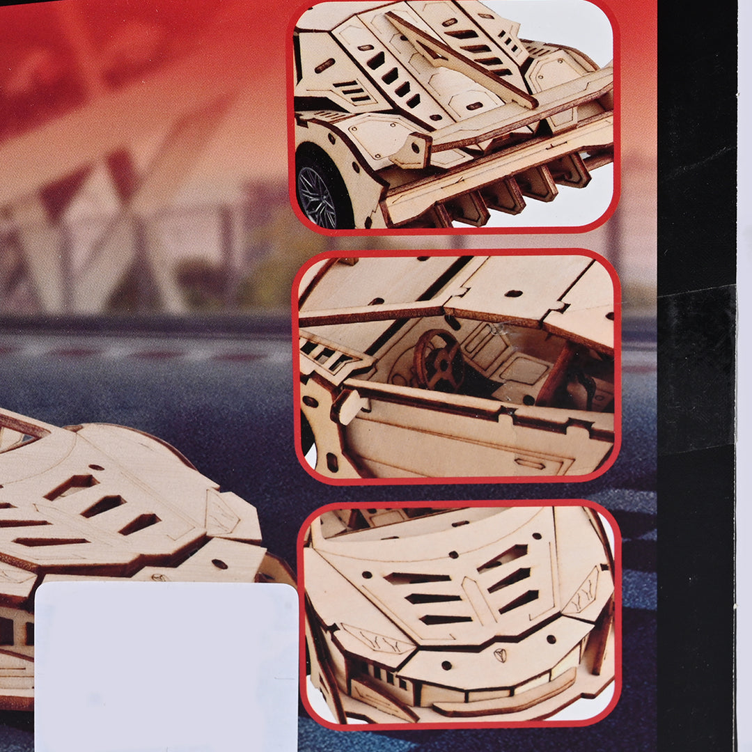 3D Wooden Pull-Back Race Car Kit For Kids