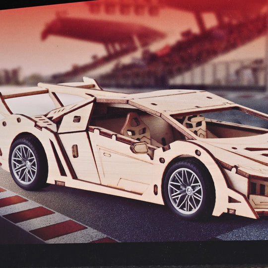 3D Wooden Pull-Back Race Car Kit For Kids