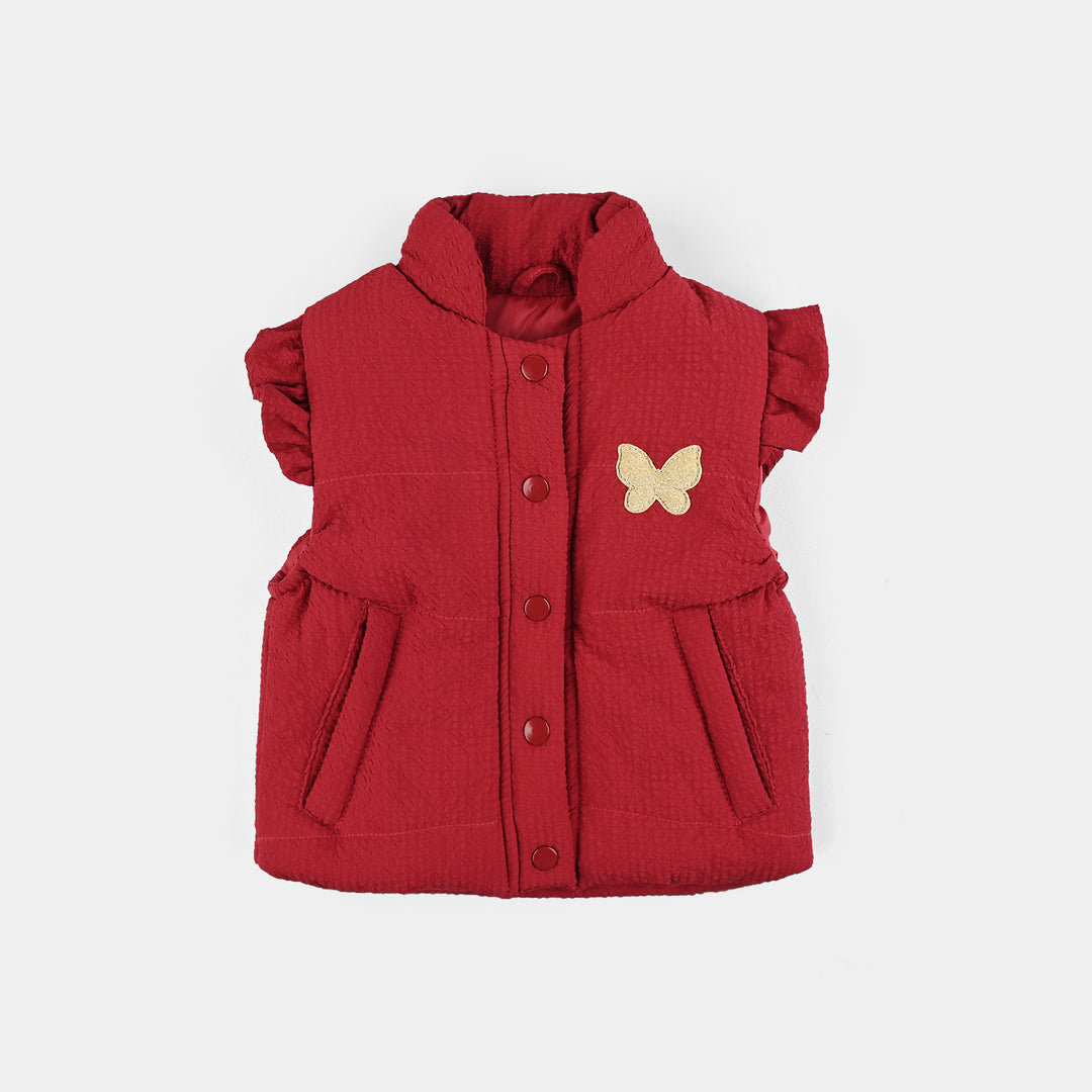 Infant Girls Quilted Jacket S/L Checked-Red