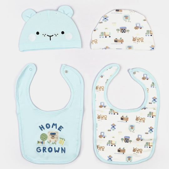 Infant Caps & Bib Set | 0-6M
