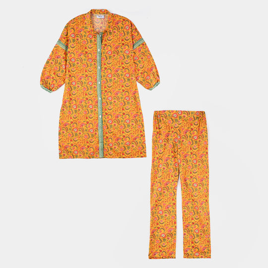 Teen Girls Cotton 2-Piece Suit - Mustard