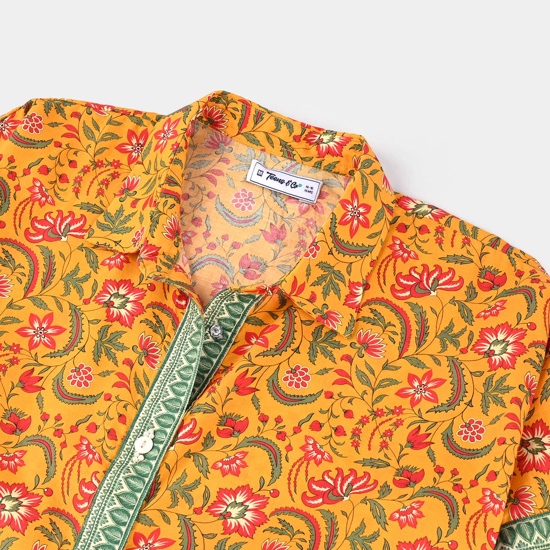 Teen Girls Cotton 2-Piece Suit - Mustard