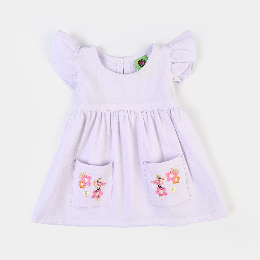 Infant Girls Cotton EMB Frock Sparrow-White