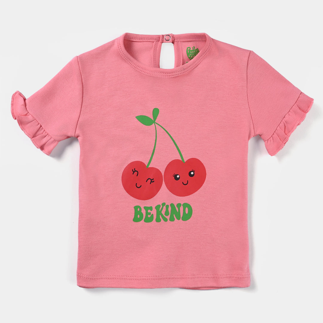 Infant Girls Cotton Interlock Knitted Suit Cherry