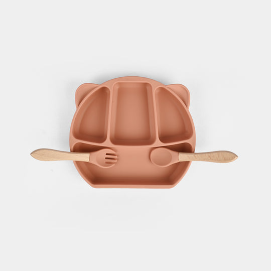 Baby Silicone Plate with Fork & Spoon Set