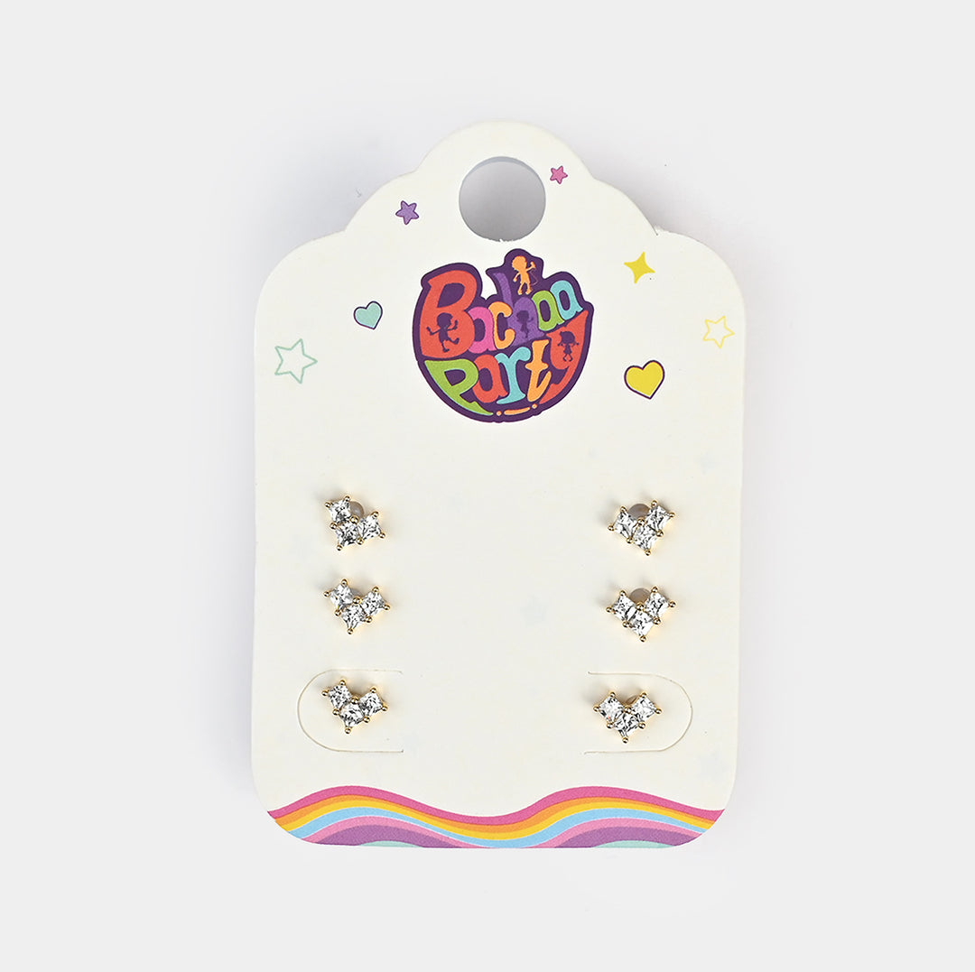 Fancy 3 Pair Stud Earring for Girls