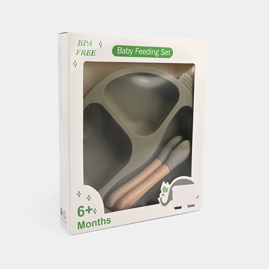 Baby Silicone Plate with Fork & Spoon Set