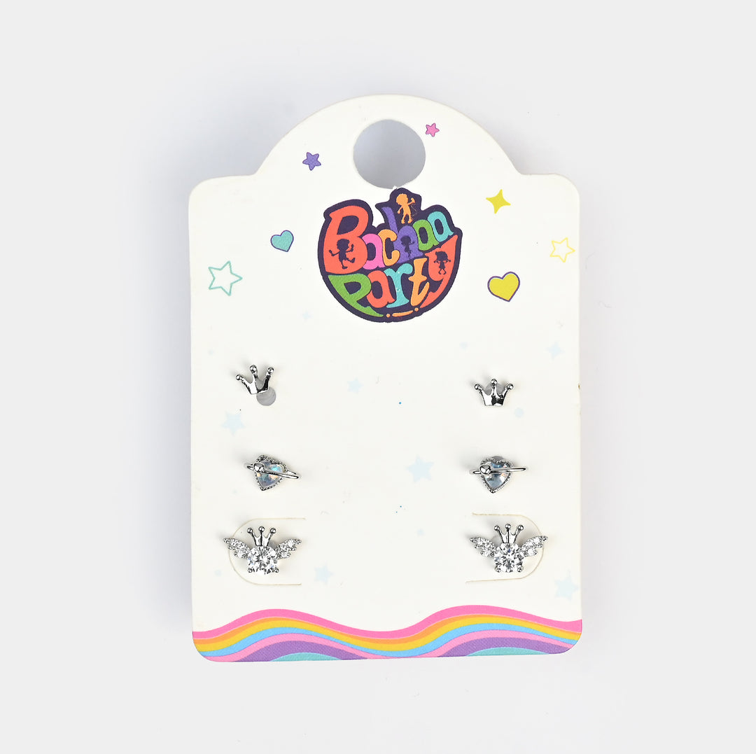 Fancy 3 Pair Stud Earring for Girls