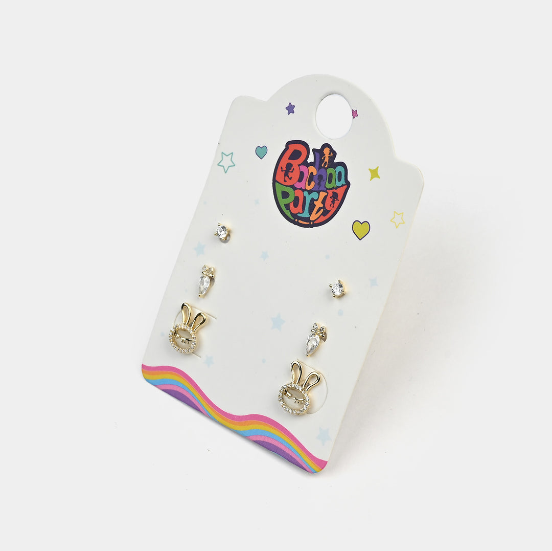 Fancy 3 Pair Stud Earring for Girls