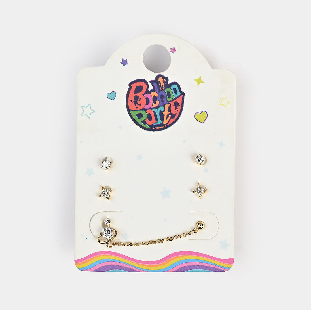 Fancy 3 Pair Stud Earring for Girls
