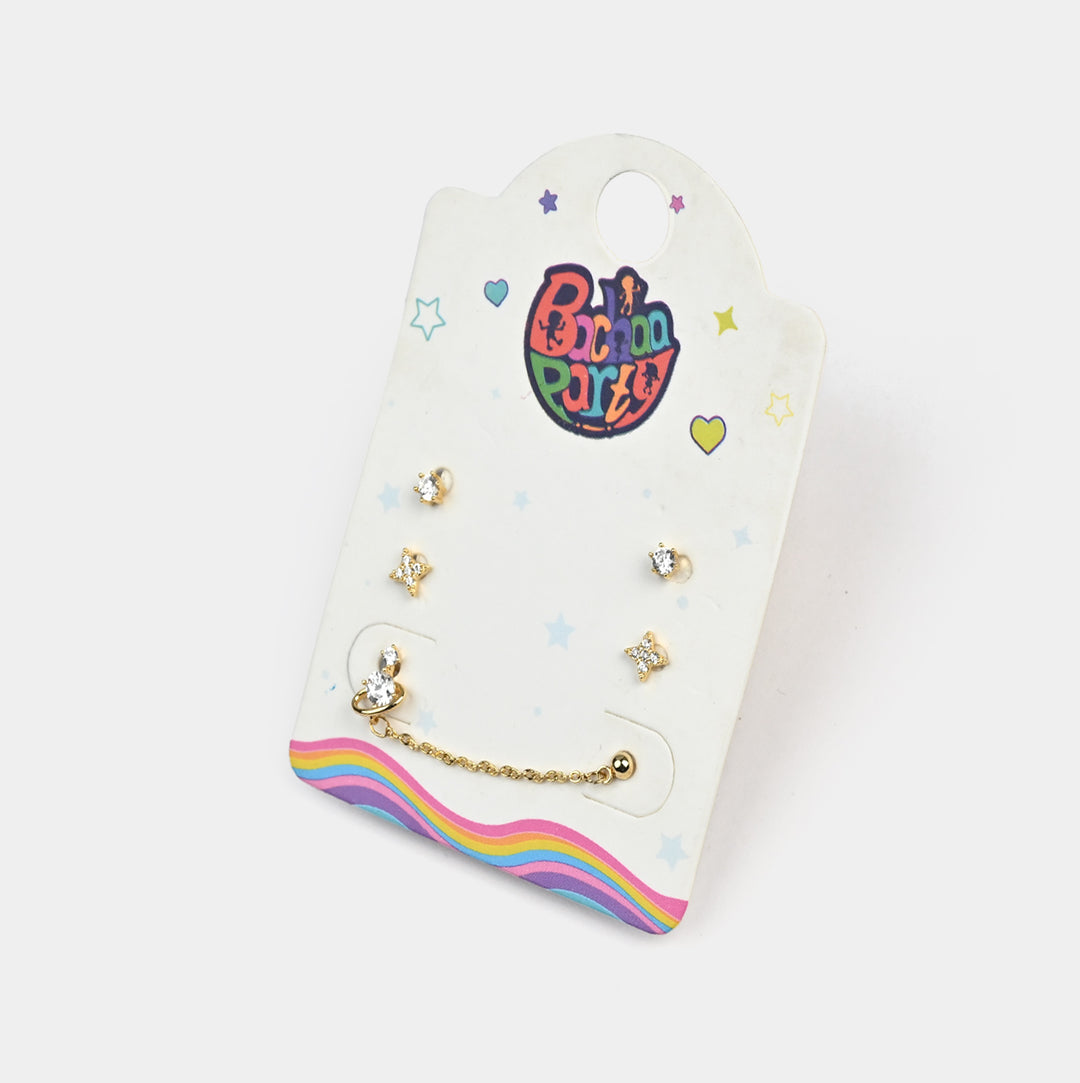 Fancy 3 Pair Stud Earring for Girls