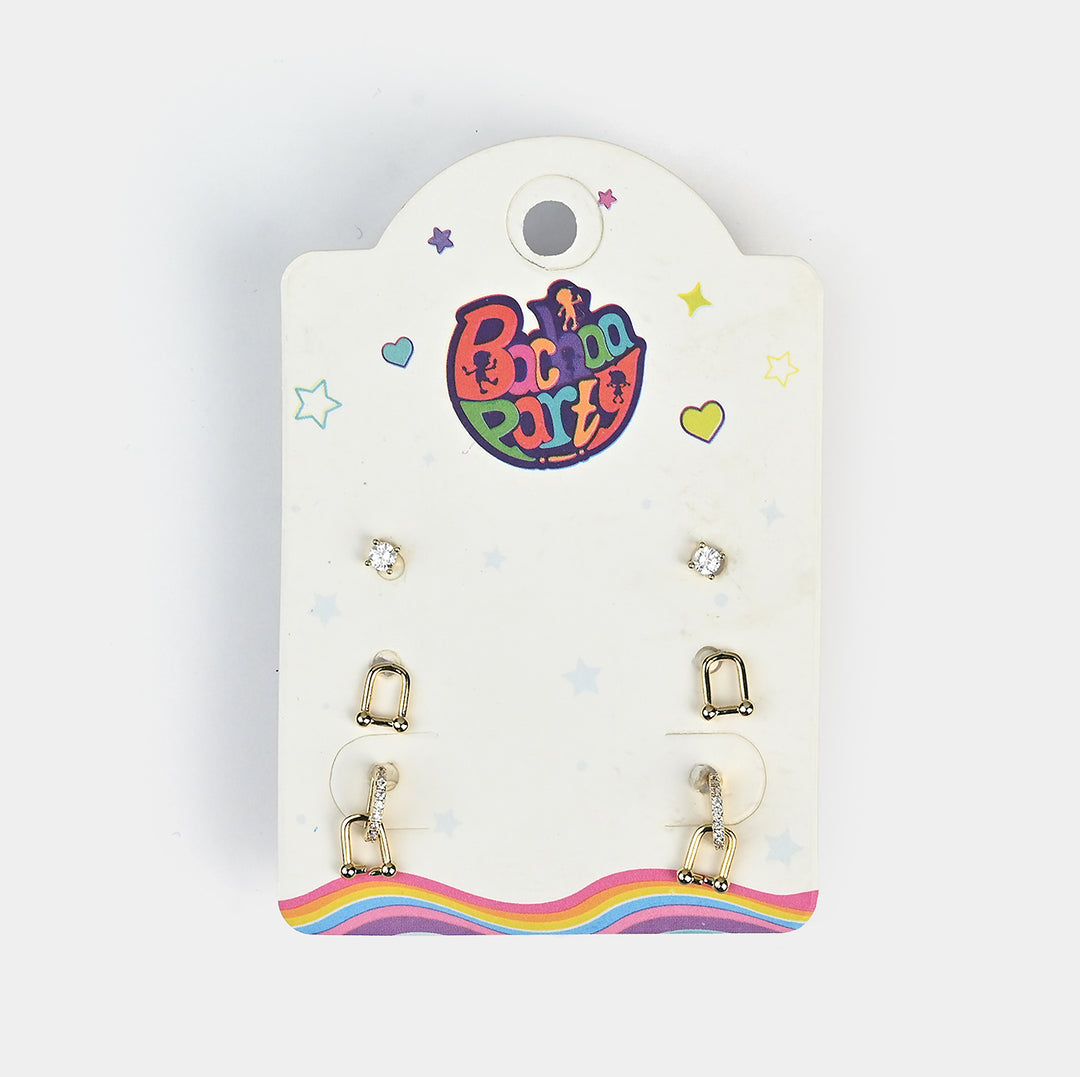 Fancy 3 Pair Stud Earring for Girls