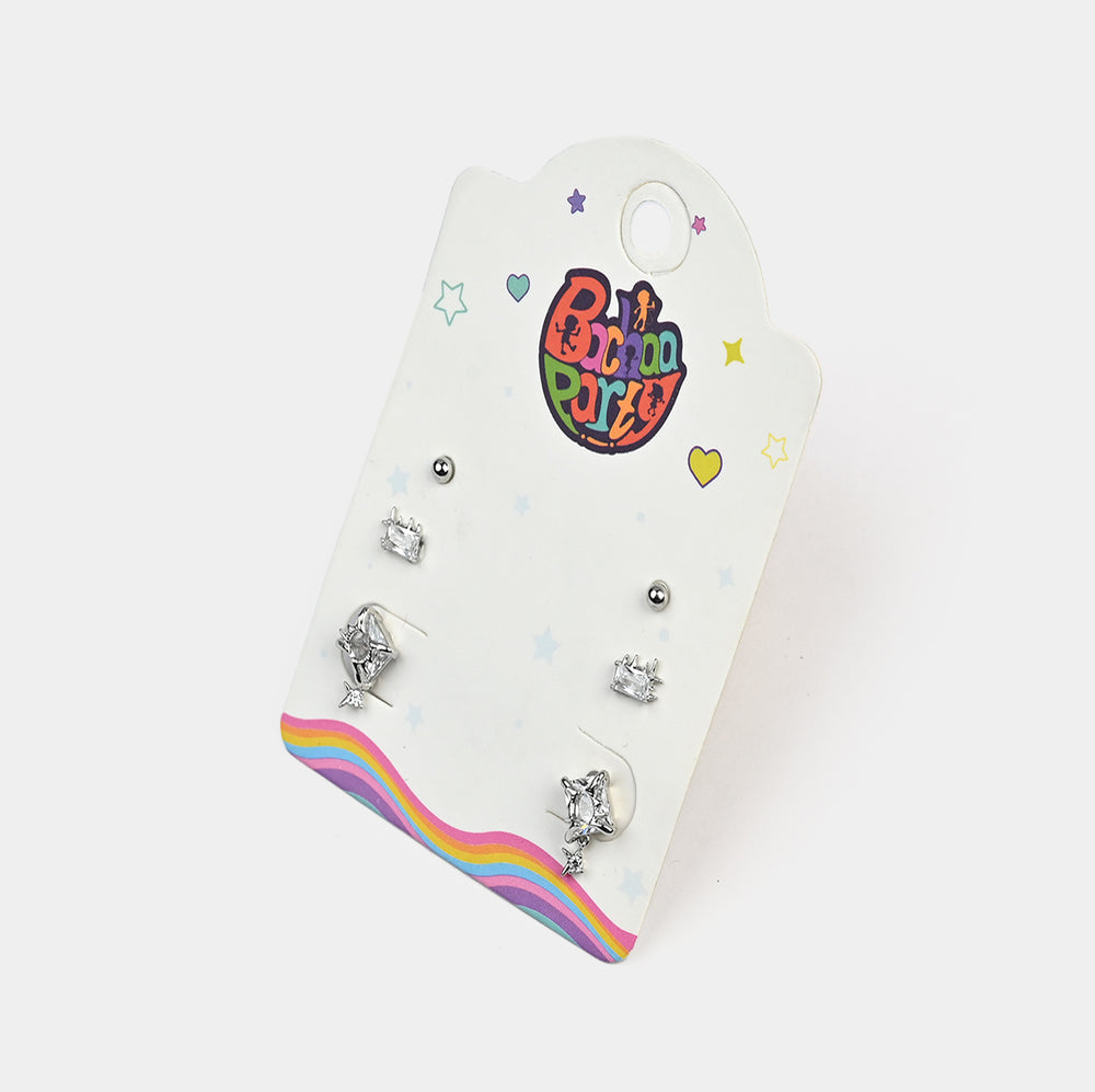 Fancy 3 Pair Stud Earring for Girls