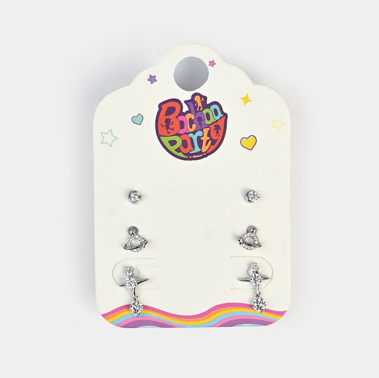 Fancy 3 Pair Stud Earring for Girls