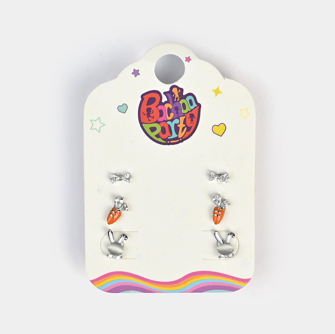 Fancy 3 Pair Stud Earring for Girls