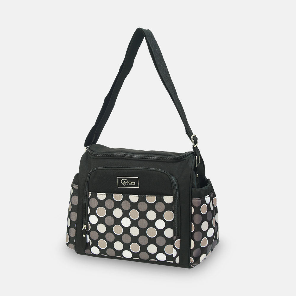 Baby Diaper Bag - Black Polka Dot Printed