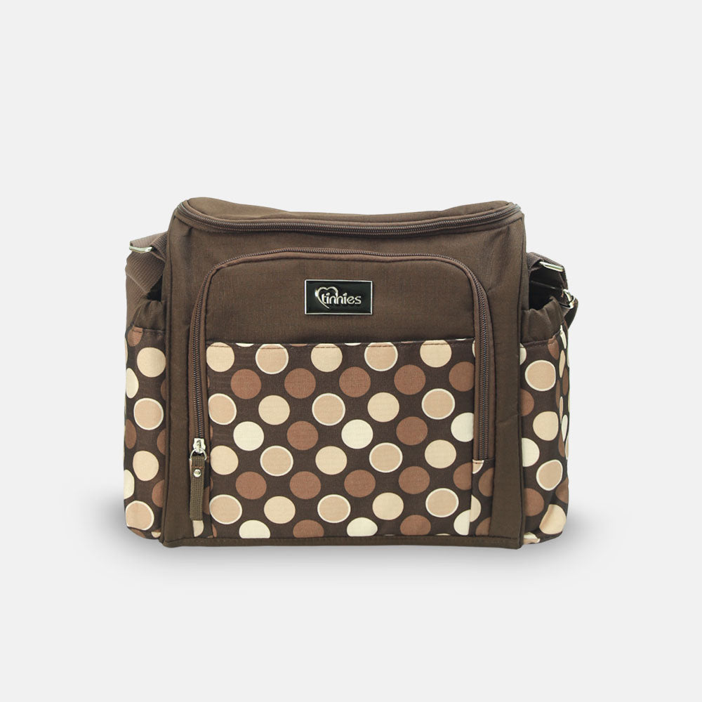 Baby Diaper Bag - Brown Polka Dot Printed