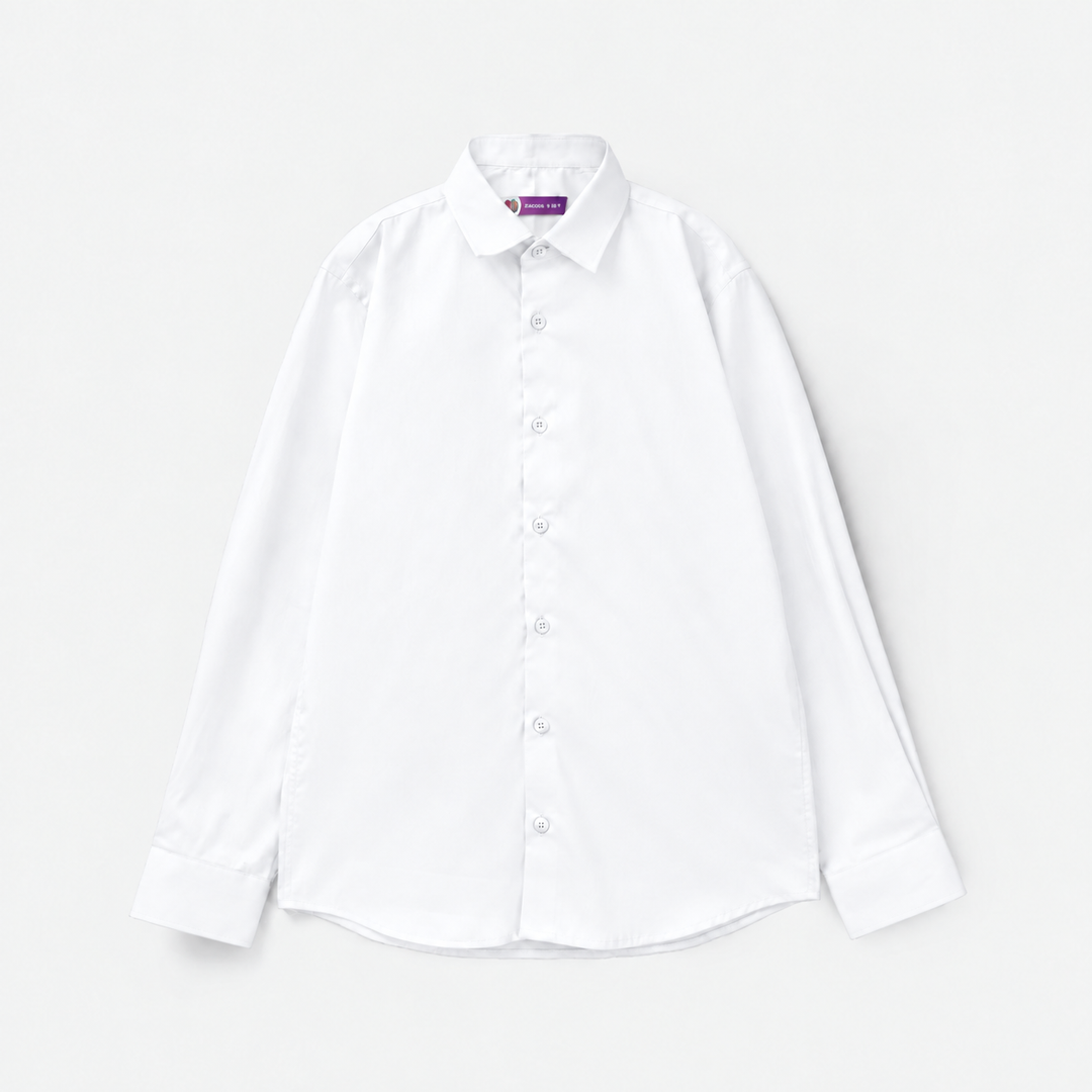 Boys Cotton Poplin Formal Shirt-White