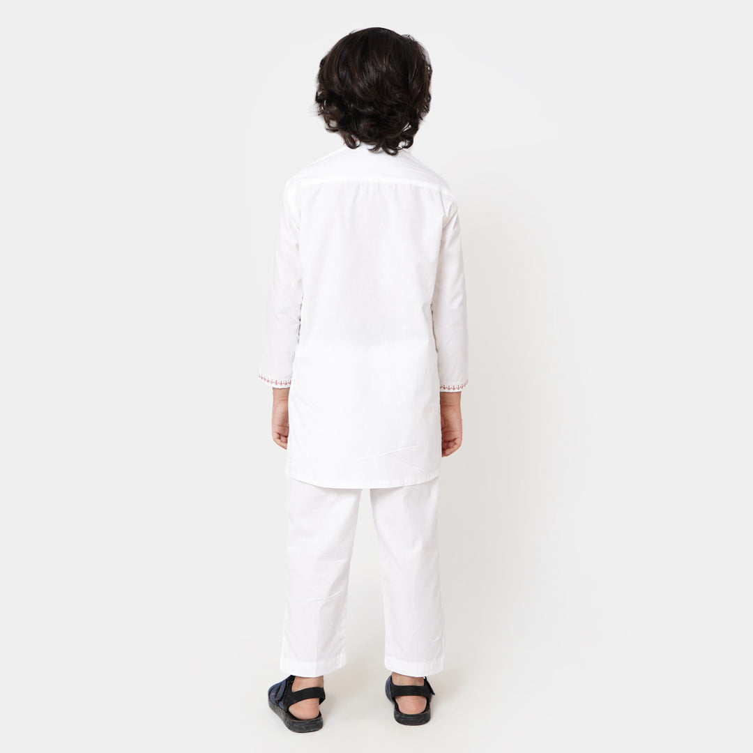 Boys EMBROIDERED Kurta Pajama 708 - White