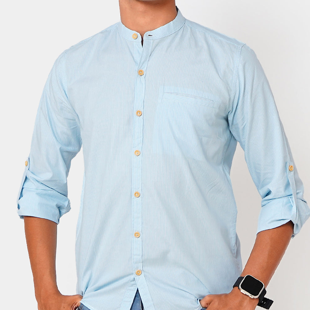 Teens Boys Yard Casual Shirt Stripes - L/BLUE