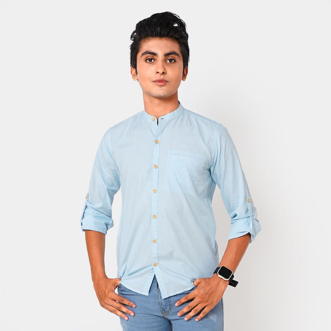 Teens Boys Yard Casual Shirt Stripes - L/BLUE