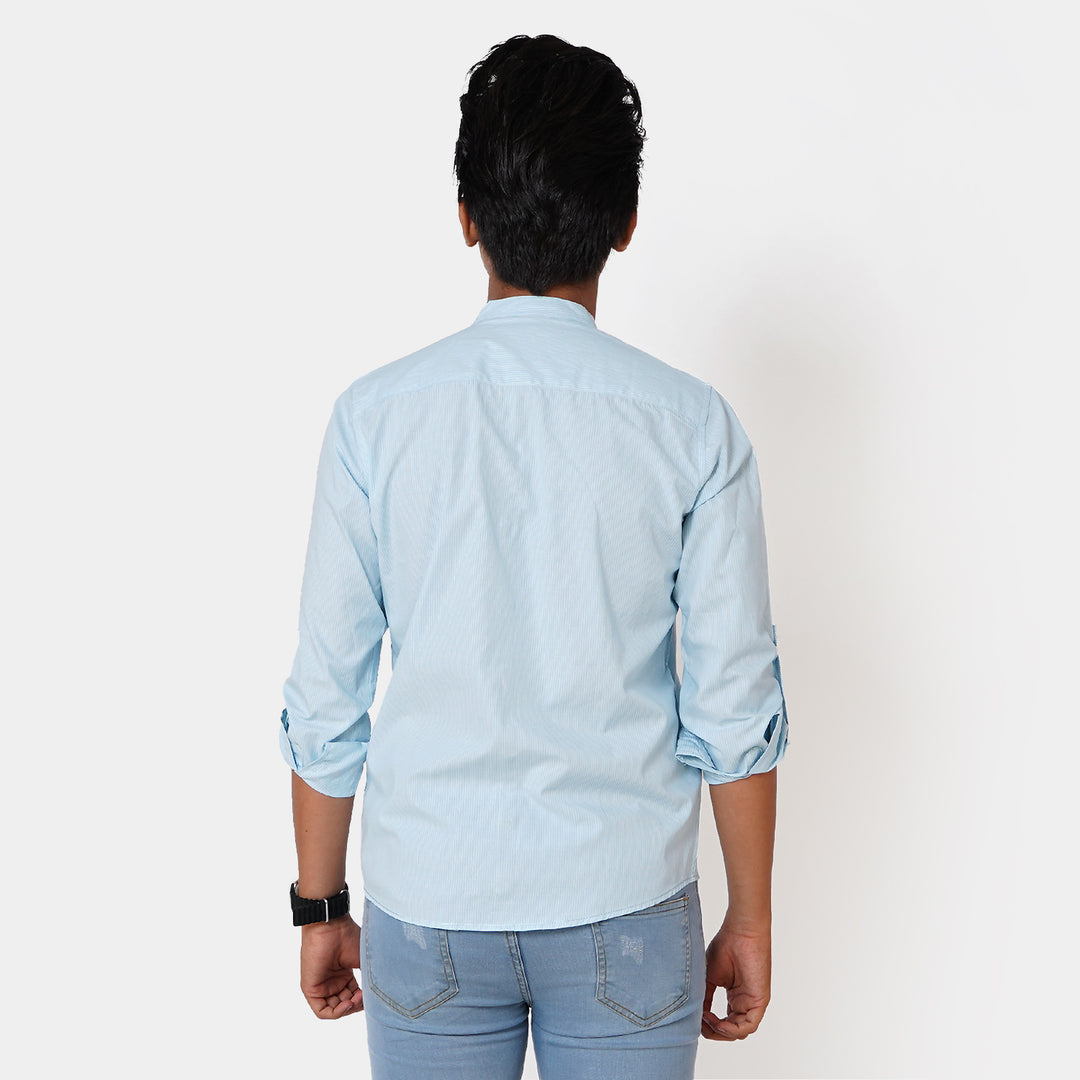 Teens Boys Yard Casual Shirt Stripes - L/BLUE