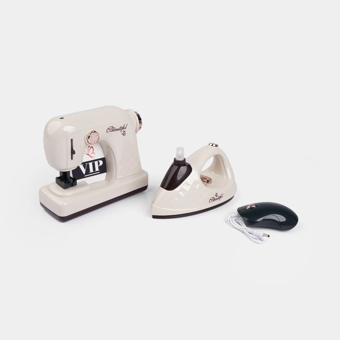 Kids Pretend Home Appliance Play Sewing Machine & Iron