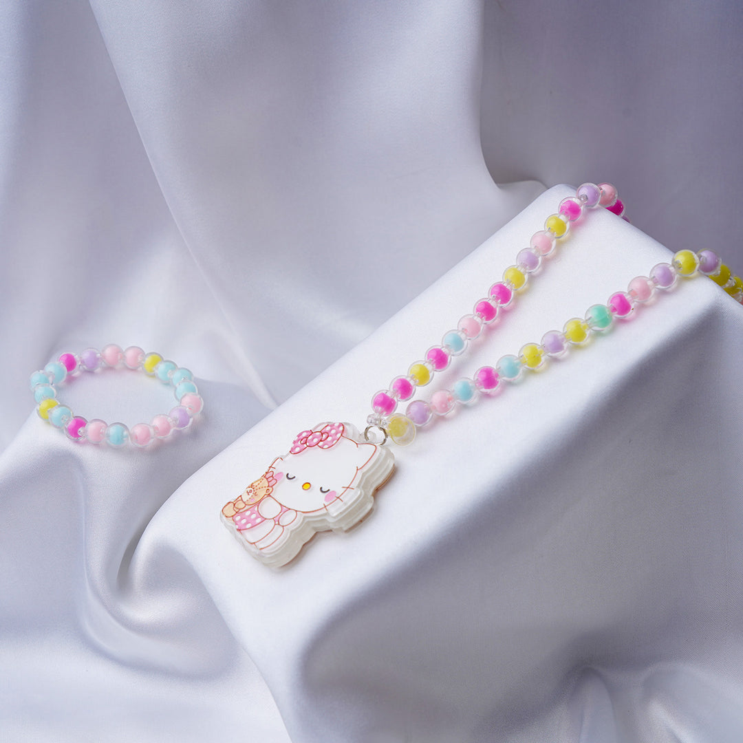 Girls Charm Beaded Necklace & Bracelet