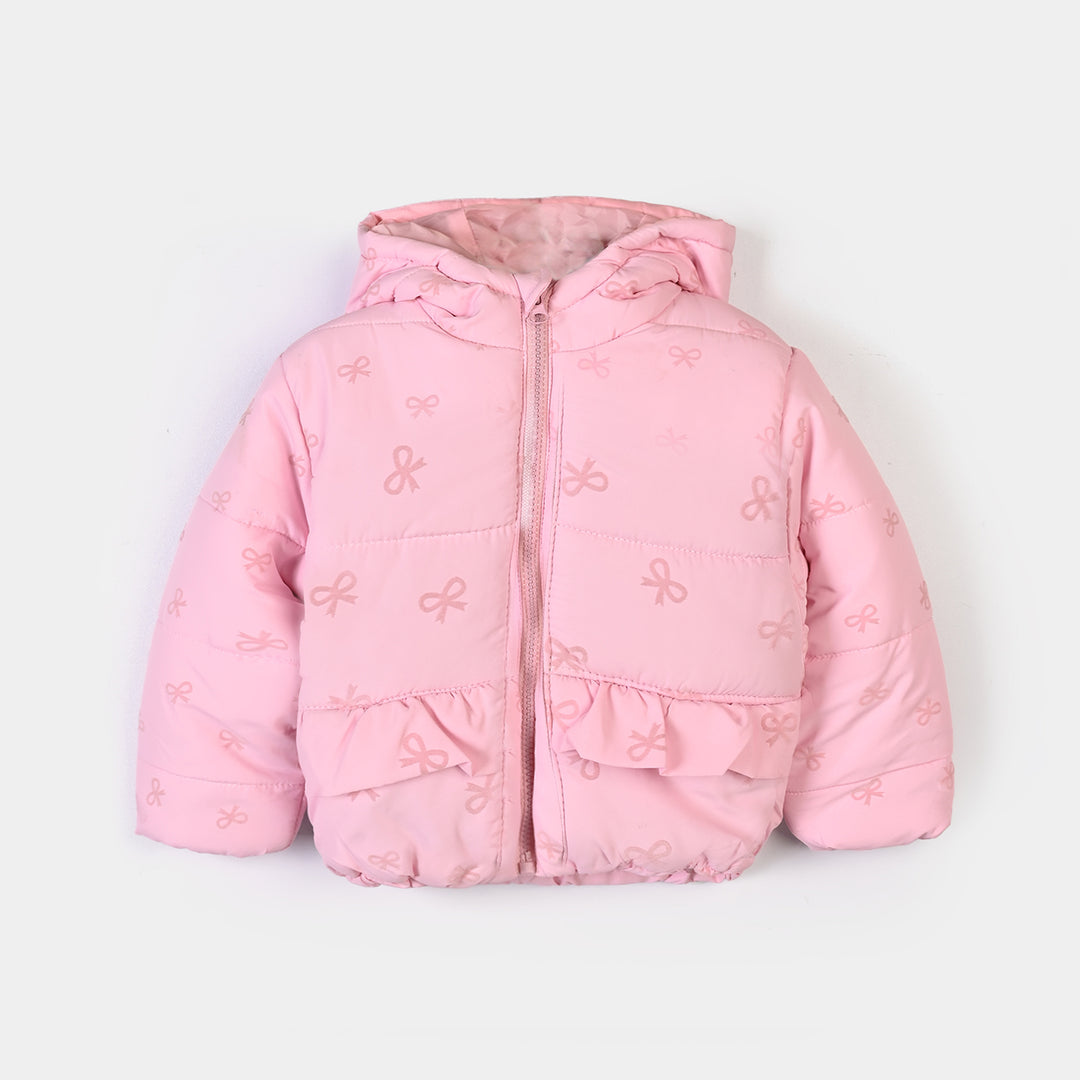 Infant Girls Polyester Quilted Jacket Bow Repeat - PINK