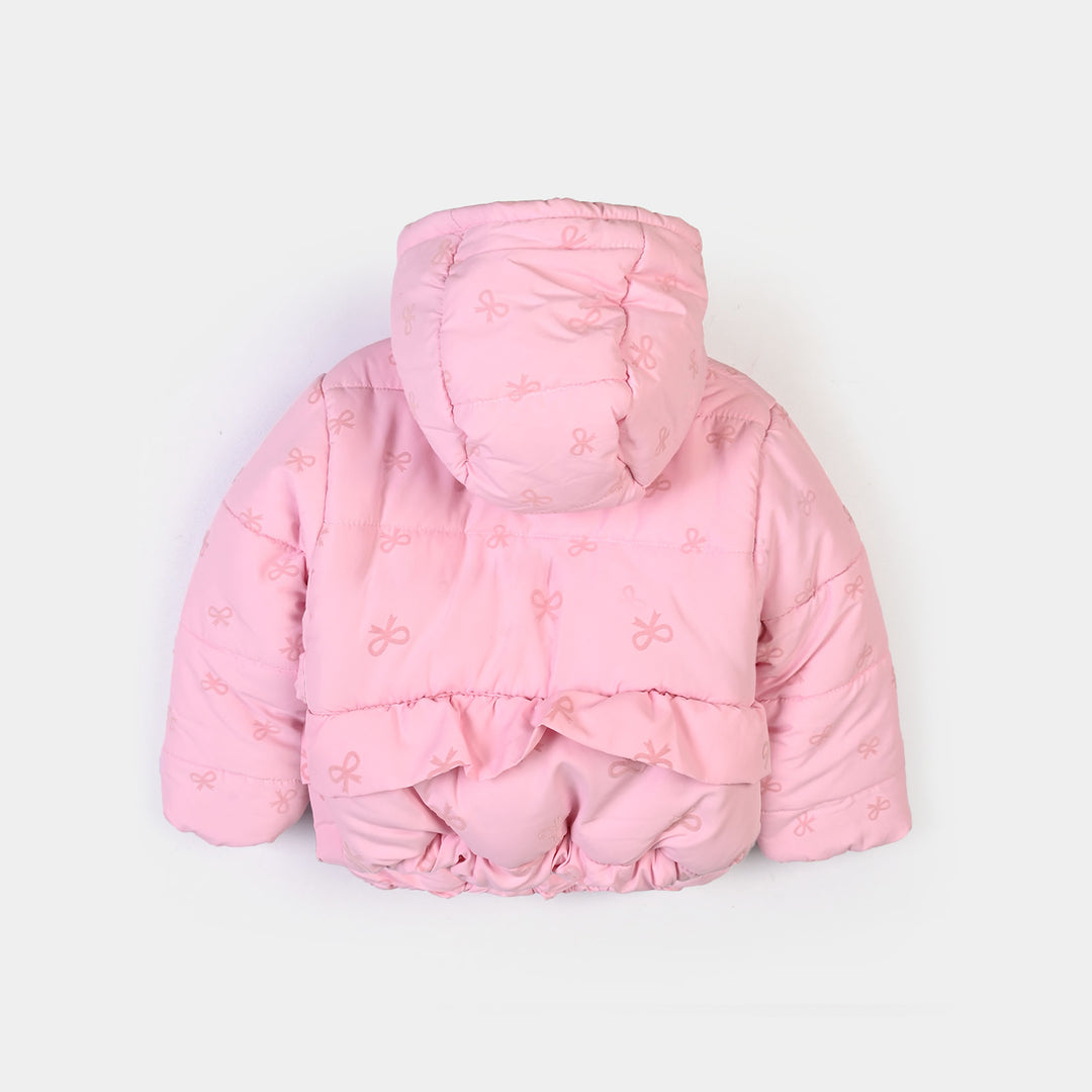 Infant Girls Polyester Quilted Jacket Bow Repeat - PINK