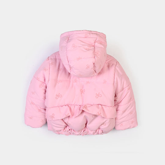 Infant Girls Polyester Quilted Jacket Bow Repeat - PINK