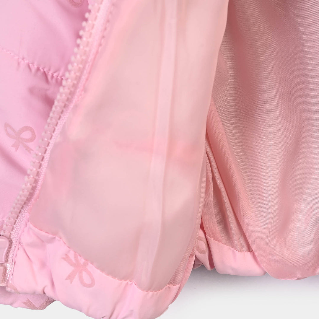 Infant Girls Polyester Quilted Jacket Bow Repeat - PINK