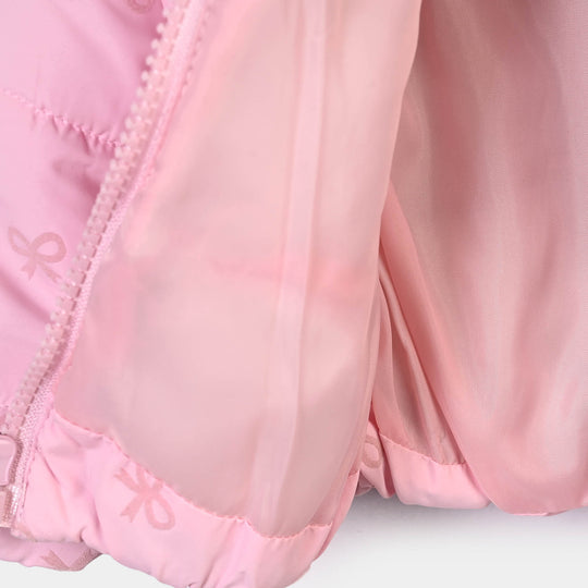 Infant Girls Polyester Quilted Jacket Bow Repeat - PINK