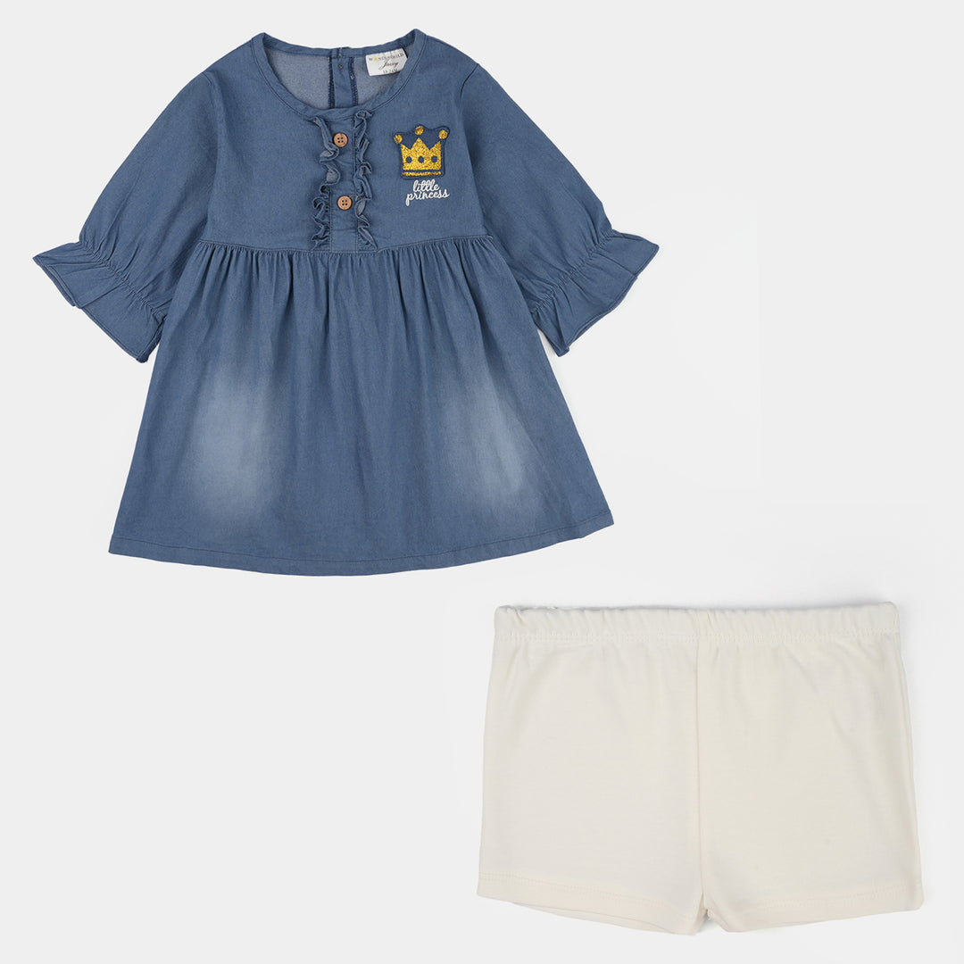 Infant Girls Jersey/Terry 2Pc Suit - Navy