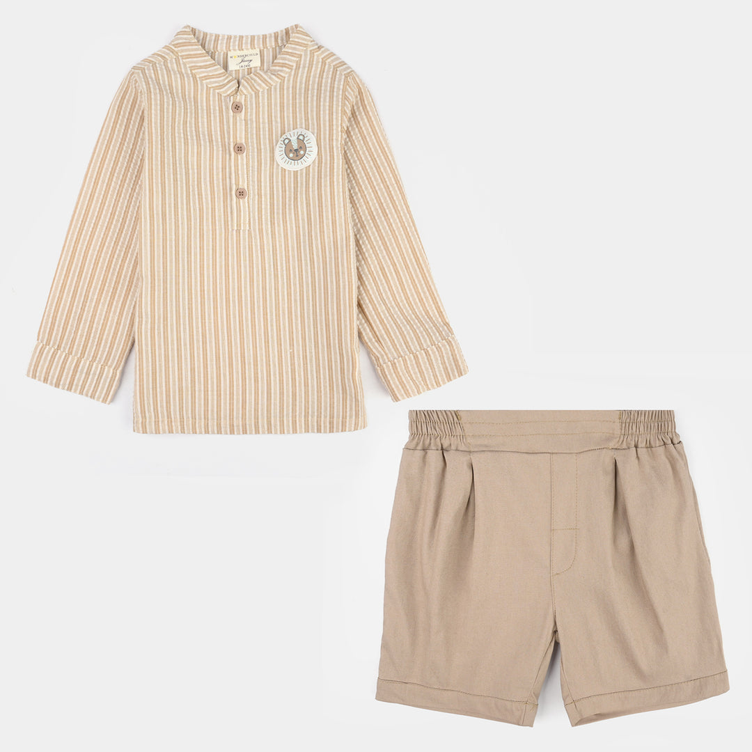 Infant Boys Jersey/Terry 2Pc Suit - Brown