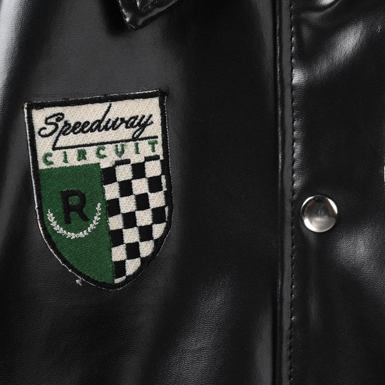 Boys Pu Leather Jacket Race Team - Black