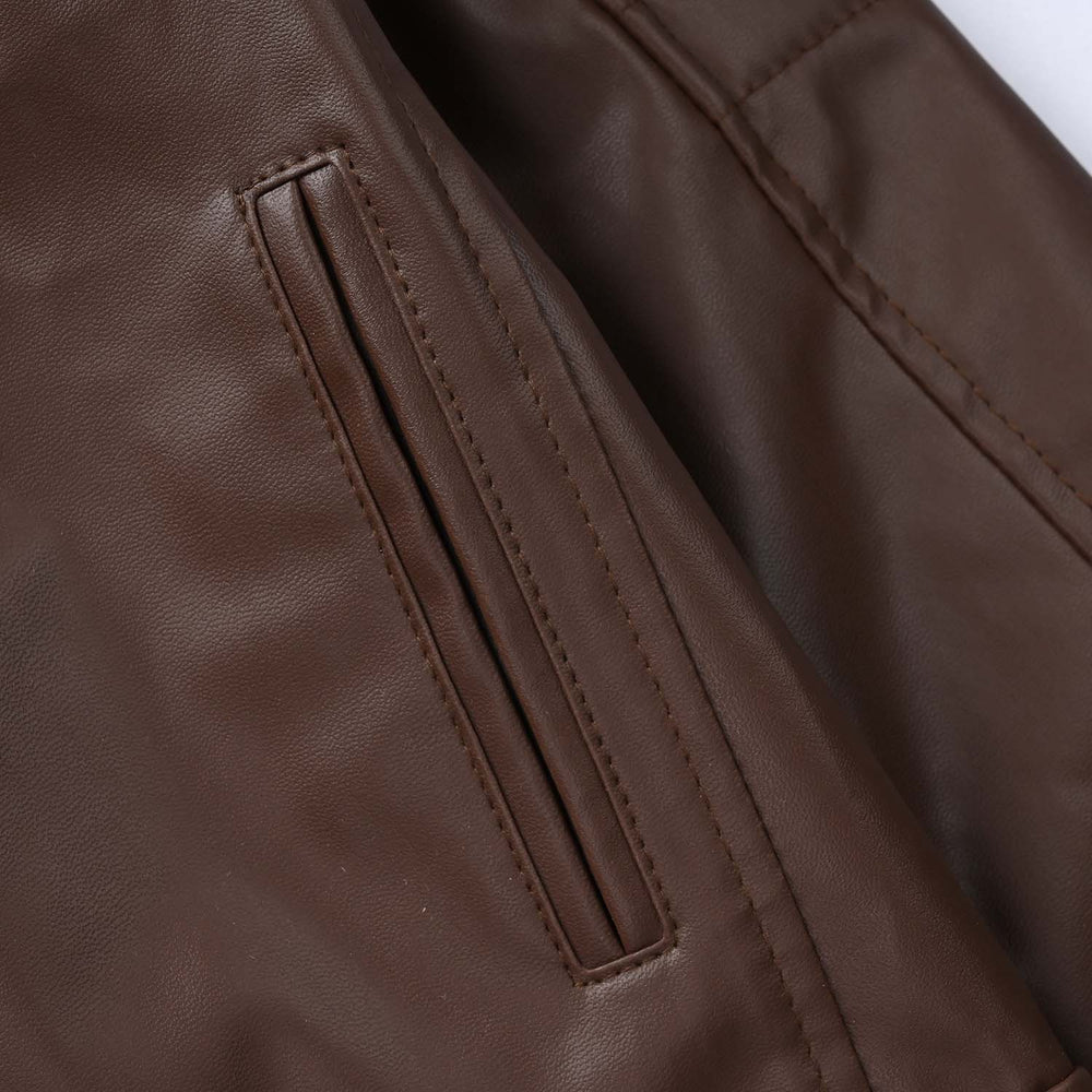 Boys Pu Jacket Basic - Brown