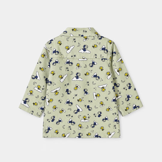 Infant Boys Linen Viscose Nightwear Space- Light Green