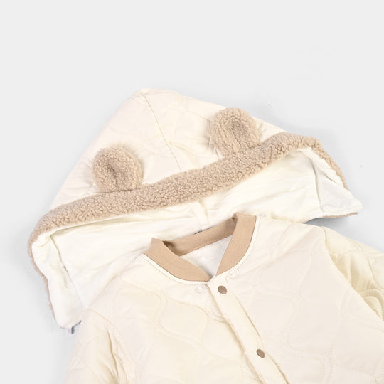 Infant Girls Polyester Quilted Romper-Off.White