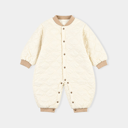 Infant Girls Polyester Quilted Romper-Off.White