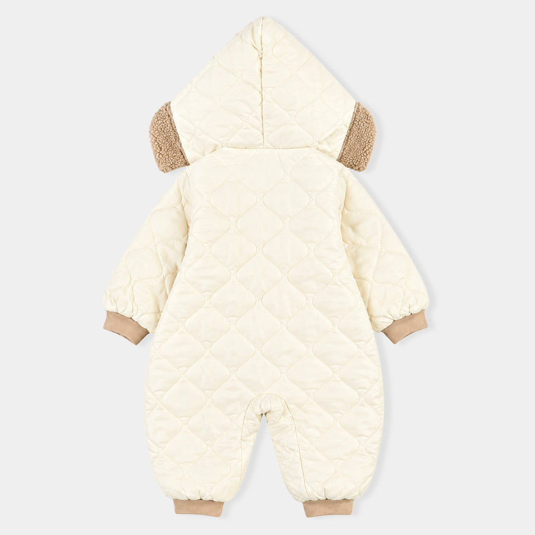 Infant Girls Polyester Quilted Romper-Off.White