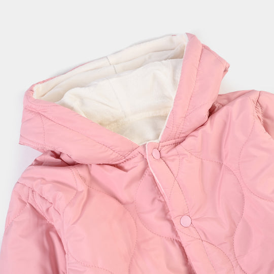 Infant Girls Polyester Quilted Romper-Pink