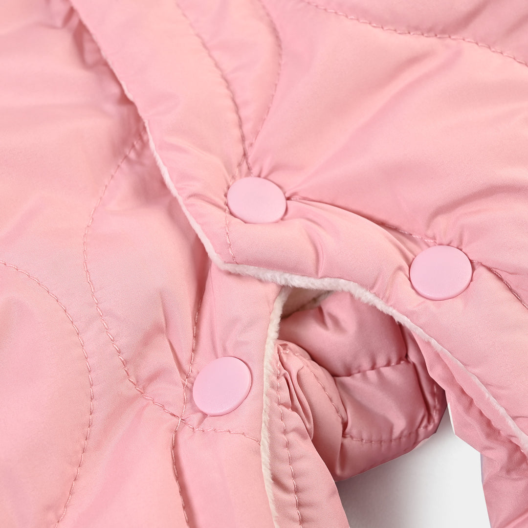 Infant Girls Polyester Quilted Romper-Pink