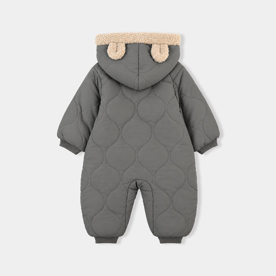 Infant Boys Polyester Quilted Romper-GREY