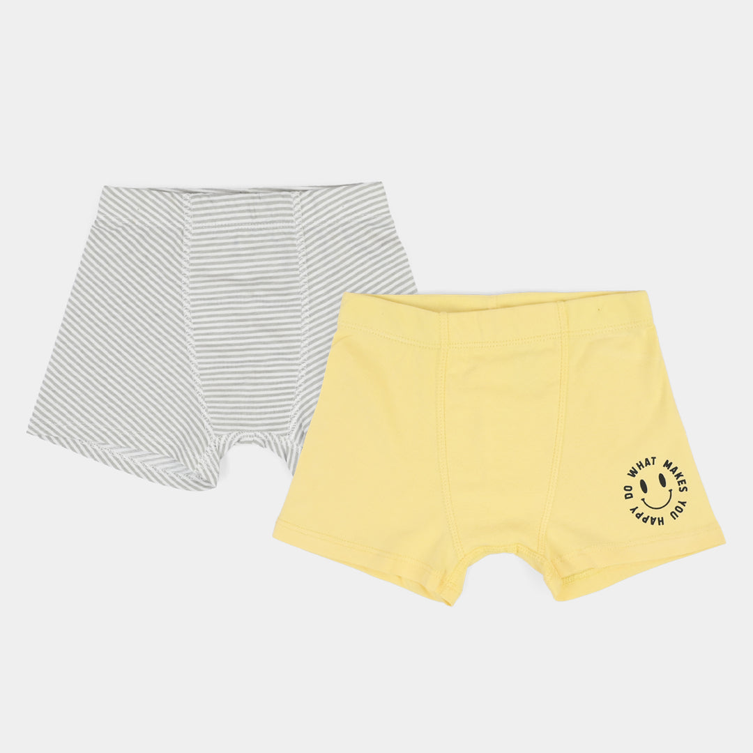 Boys Cotton Jersey Boxer Pack of 2 (Smile & Stripe) - Grey/Yellow