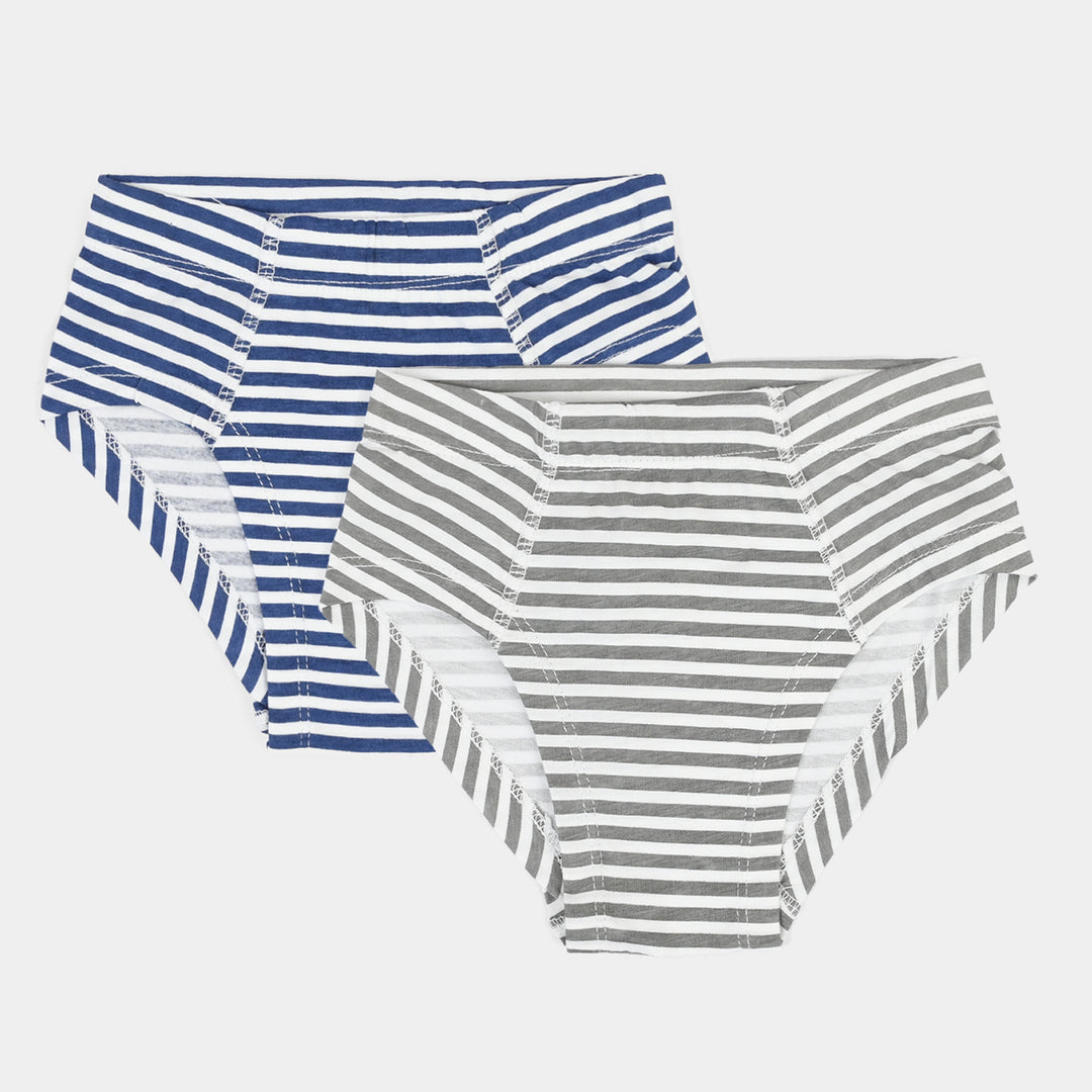 Boys Cotton Jersey Briefs Pack of 2 (Stripes) - Grey/Blue