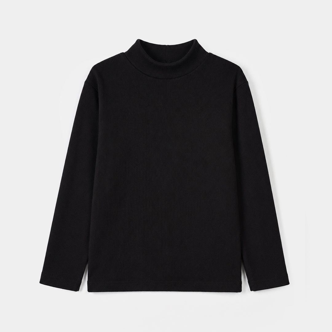 Boys 2x1 Rib Turtle Neck-BLACK