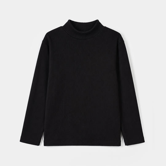 Boys 2x1 Rib Turtle Neck Black
