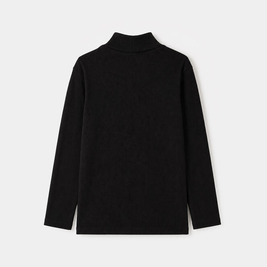Boys 2x1 Rib Turtle Neck Black